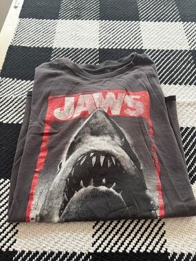 JAWS Black Graphic Tee with Red Accent